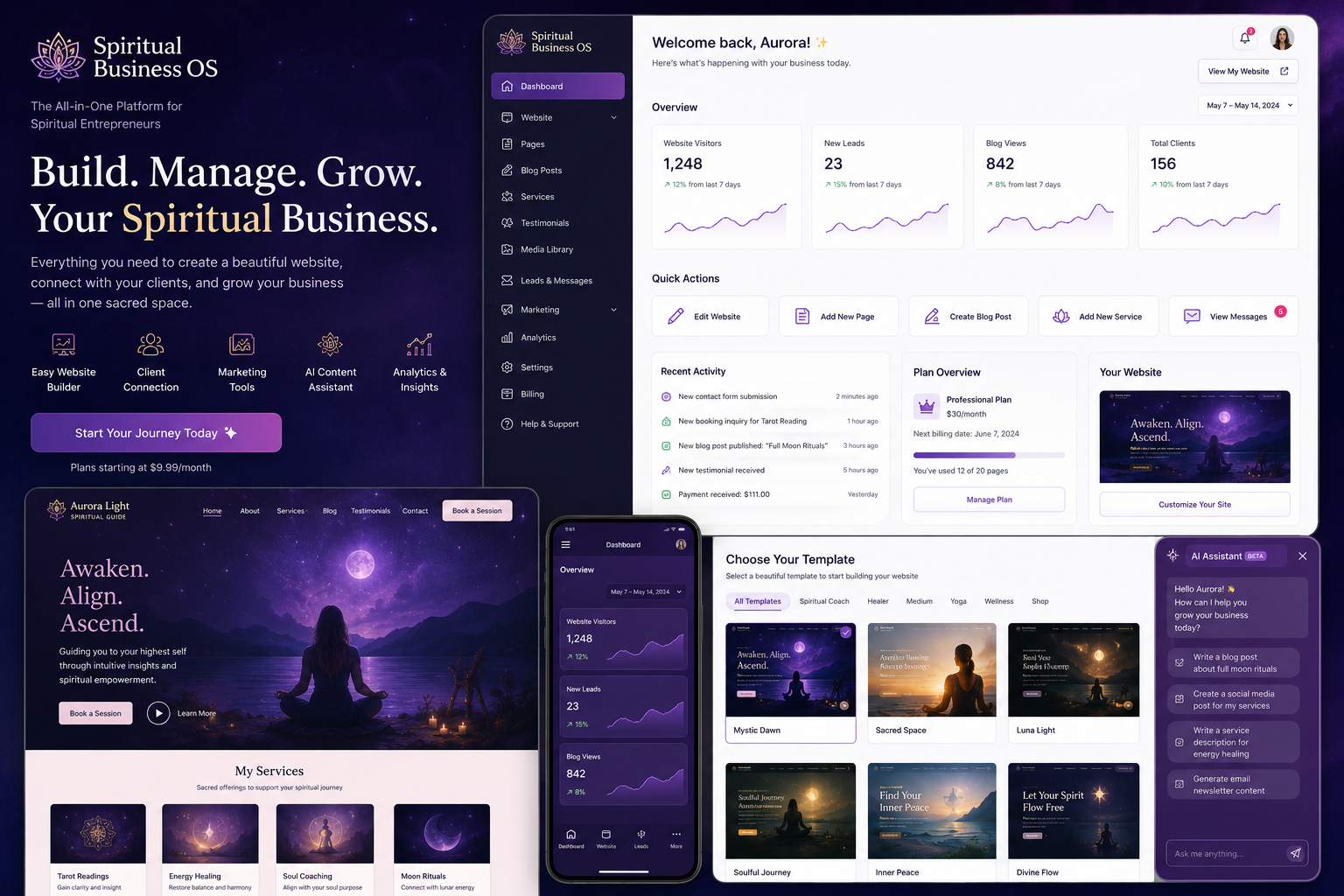 Spiritual Business OS Dashboard Mockup